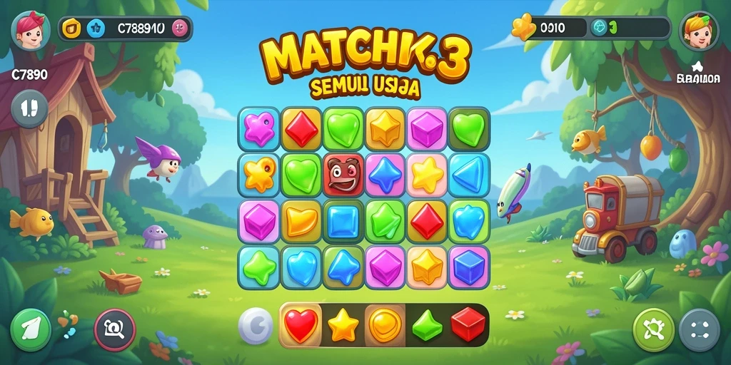Tangkapan layar gameplay C7890 yang seru dalam permainan Match-3.