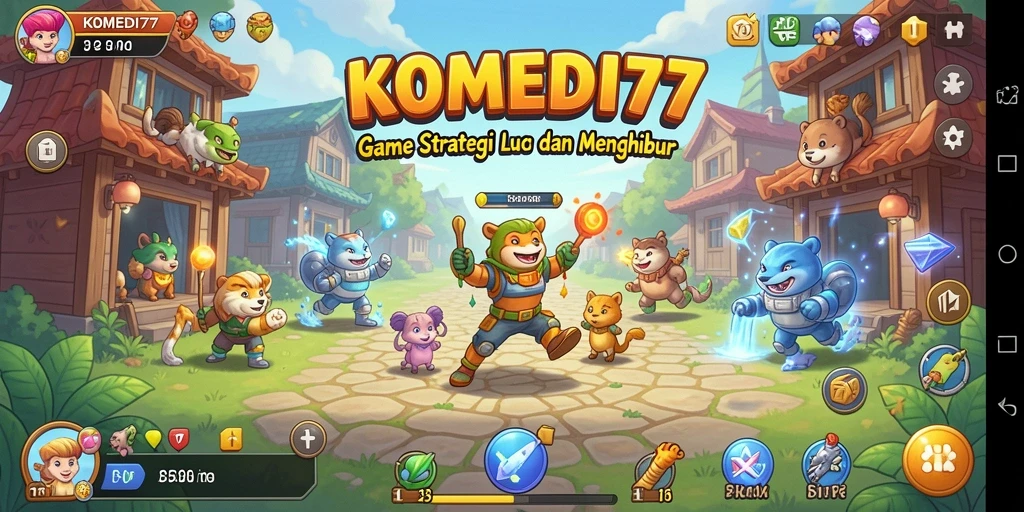 Tampilan aksi konyol dalam gameplay KOMEDI77 yang menghibur.