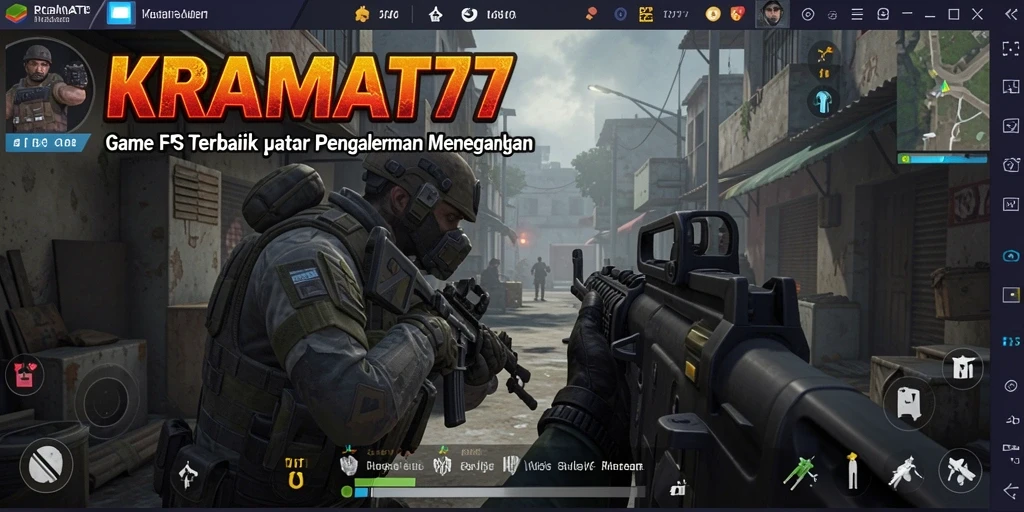 Tangkapan layar menunjukkan intensitas pertempuran dalam permainan FPS KRAMAT77.