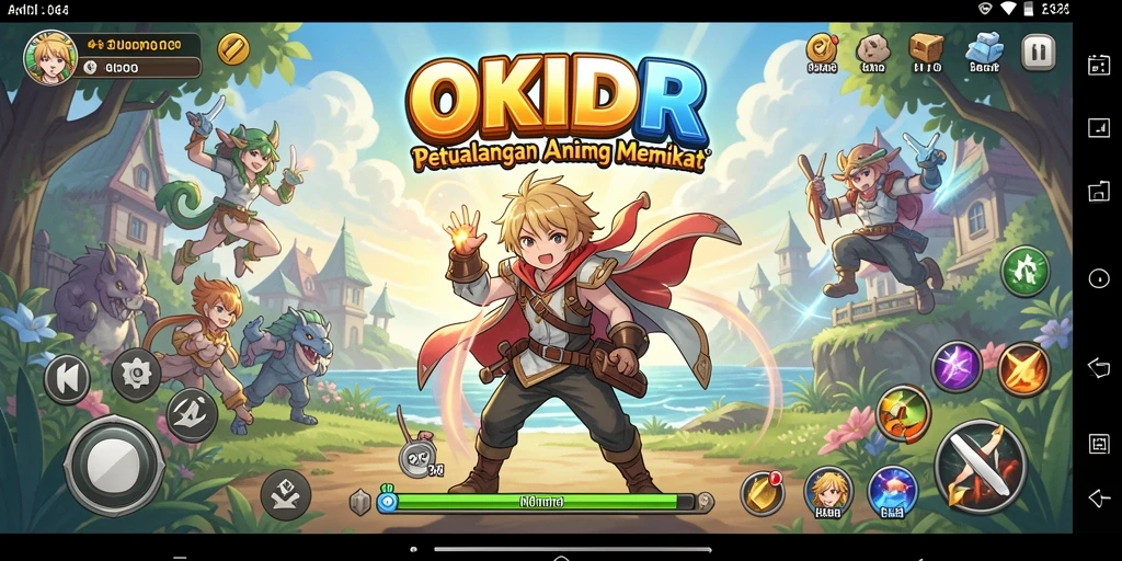 Screenshot menunjukkan gameplay mendalam dari OKIDR dengan karakter anime yang menarik.