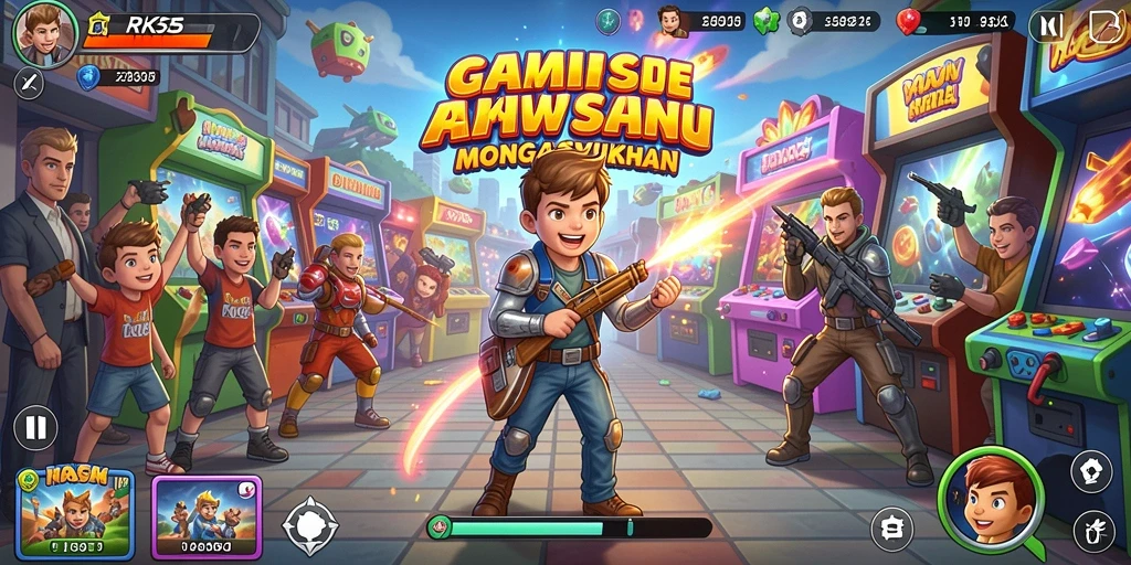 Tampilan gameplay RK55 yang seru dalam genre Arcade.