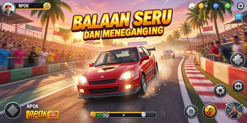 Tangkapan layar RPOK menunjukkan aksi balapan yang mendebarkan.
