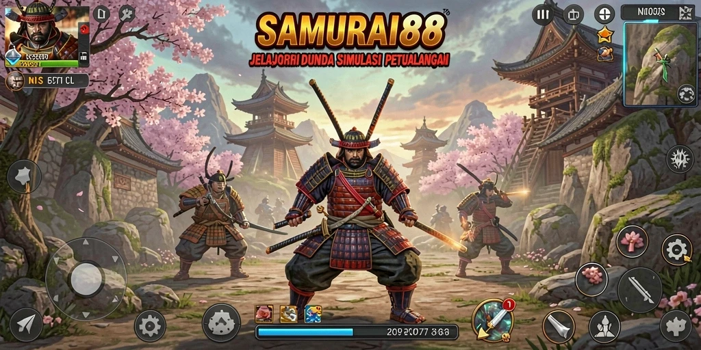 Tampilan gameplay SAMURAI88 dengan aksi samurai yang mendebarkan.