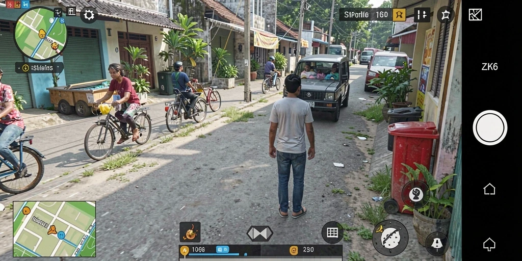 Screenshot gameplay ZK6 menampilkan interaksi karakter yang dinamis.