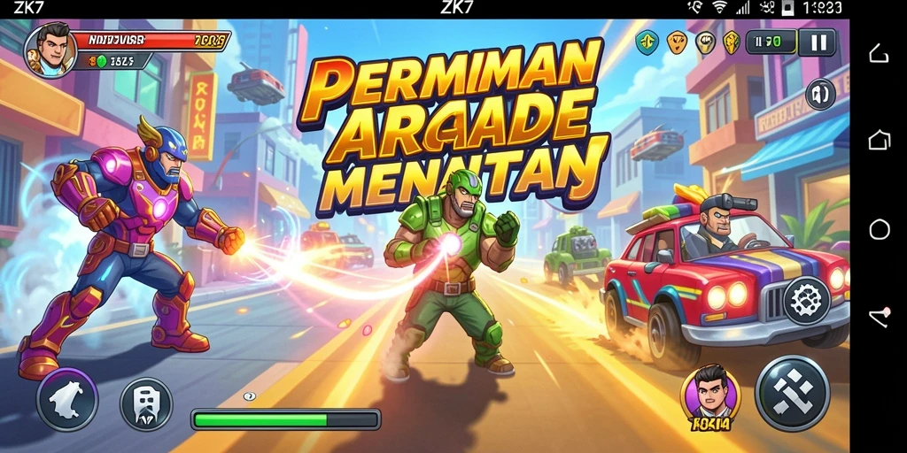 Tampilan gameplay seru dari ZK7 dengan berbagai rintangan yang menantang.